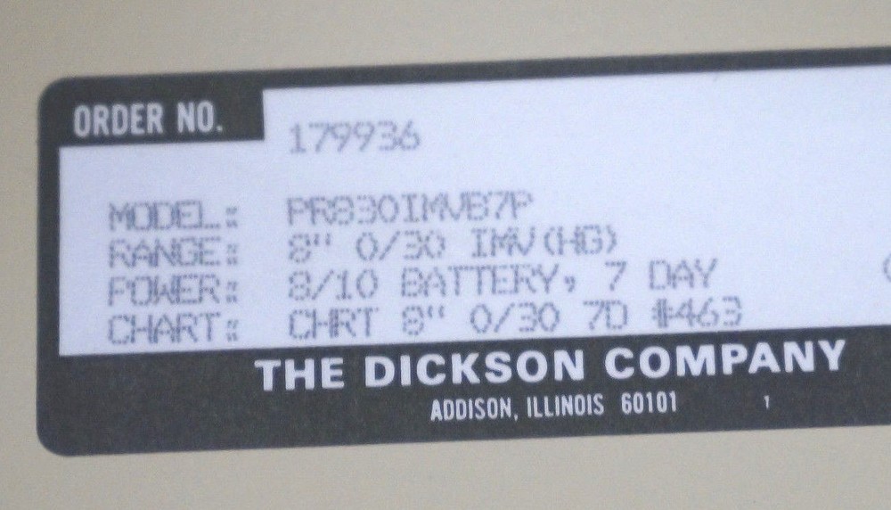 NEW DICKSON PR830IMVB7P PRESSURE CHART RECORDER