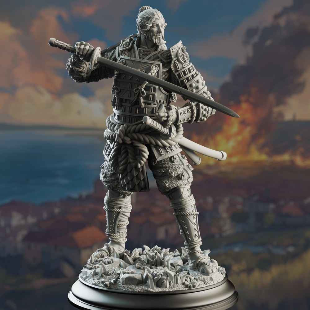 Saburo Ryu Human Wandering Samurai Fighter Rogue Miniature | D&D DnD