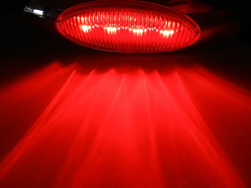 1 PANELITE MILLENNIUM LED M1 RED MARKER LIGHT 4 DIODE w/CHROME BEZEL 6.5 INCH