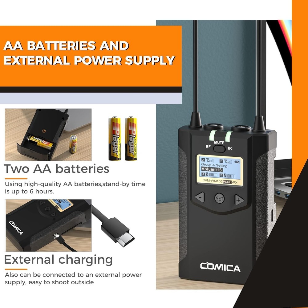 Comica CVM-WM100 Plus Professional UHF Wireless Microphone System