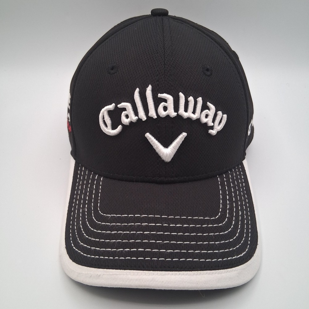 Callaway Odyssey Hex Black Tour Razr Hat Cap Strap Back White Red Script Logos