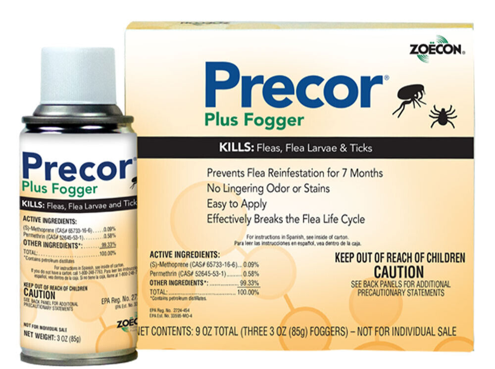 Precor Plus IGR Fogger Box of 3 Cans Kill Fleas Hatching Eggs Flea Tick Control