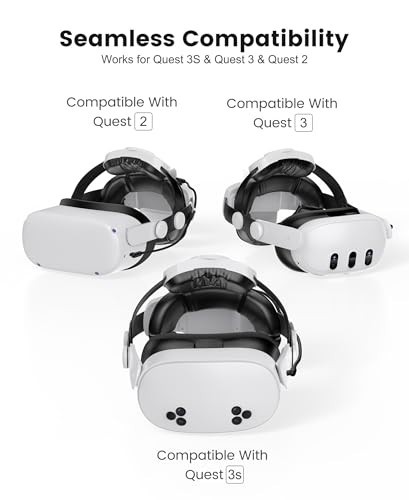 Adjustable VR Head Strap for Meta Quest 3/2 with 7500mAh Battery Pack, Enhanced