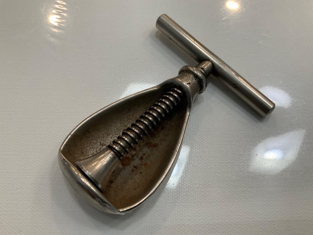 Vintage Walnut Shaped Cast Iron T-Screw Nut Cracker solid well made item