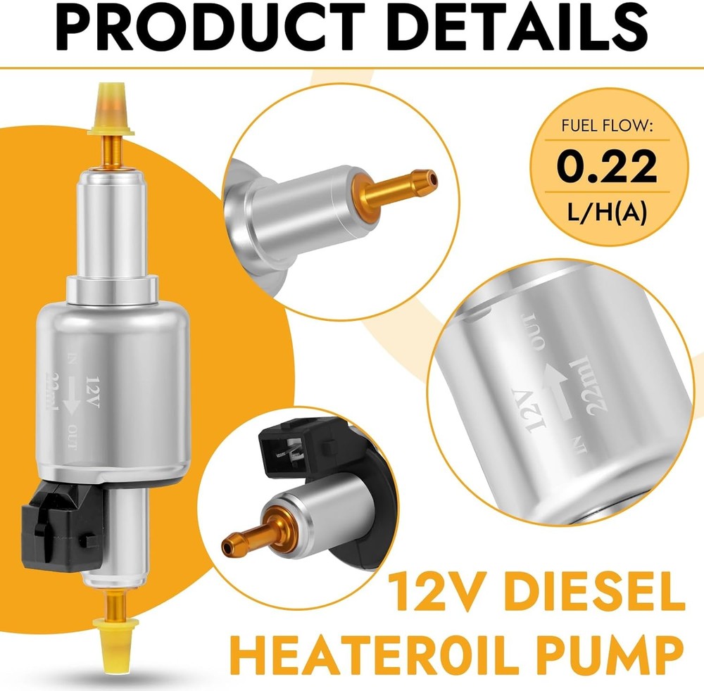 Diesel heater fuel pump, 12V 22ML quieter gas air heater electric fuel pump, use