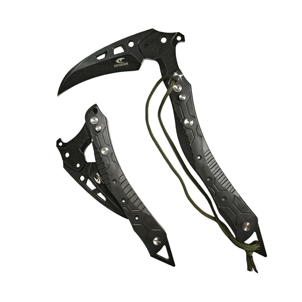 Folding Sickle Knife With Sheath, Quick Release Tactical Survival Tool with S...