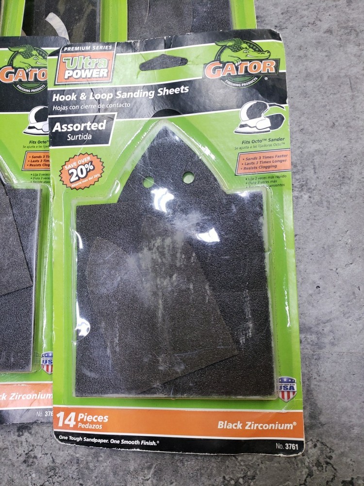 (8) Gator Ultra Power Hook Loop Sanding Sheets 14 Pc Asst 3761 Black Zirconium