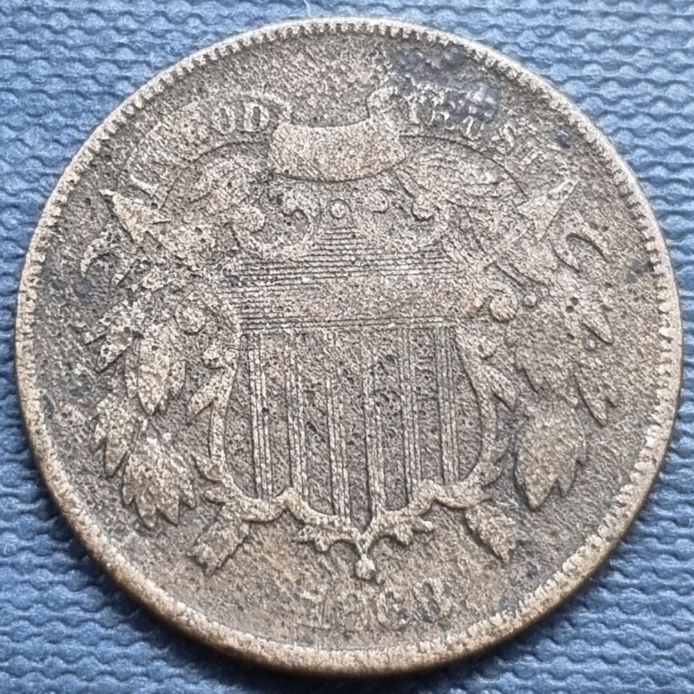 1868 Two Cent Piece 2c Circulated Details #94042
