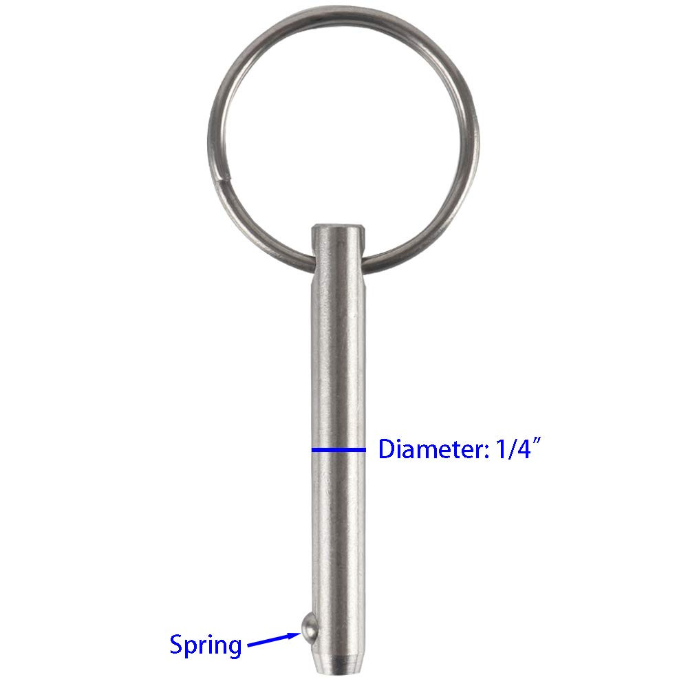 2 Pack Quick Release Pin, Diameter 1/4", Usable Length 1-1/2", Overall Length 2"