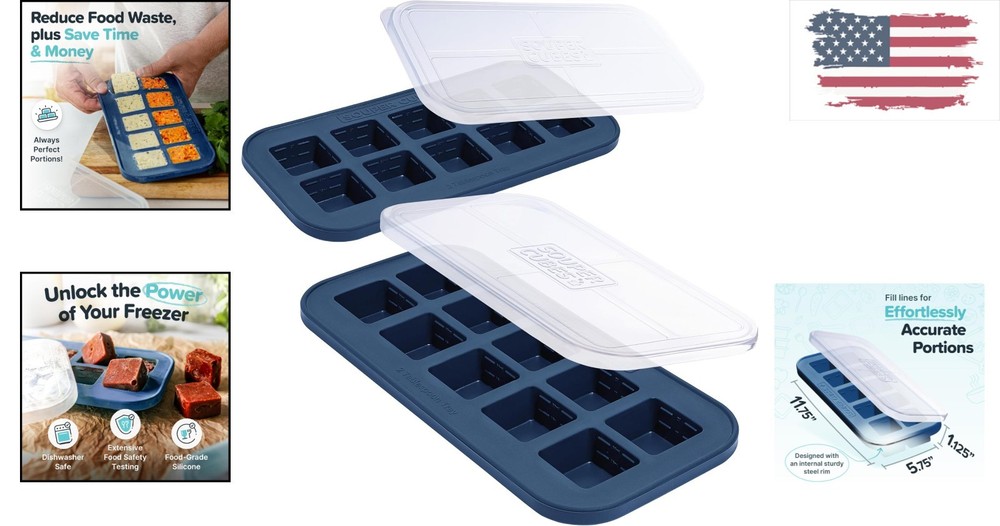 Space-Saving Blueberry Silicone Freezer Molds – 2-Pack for Efficient Storage