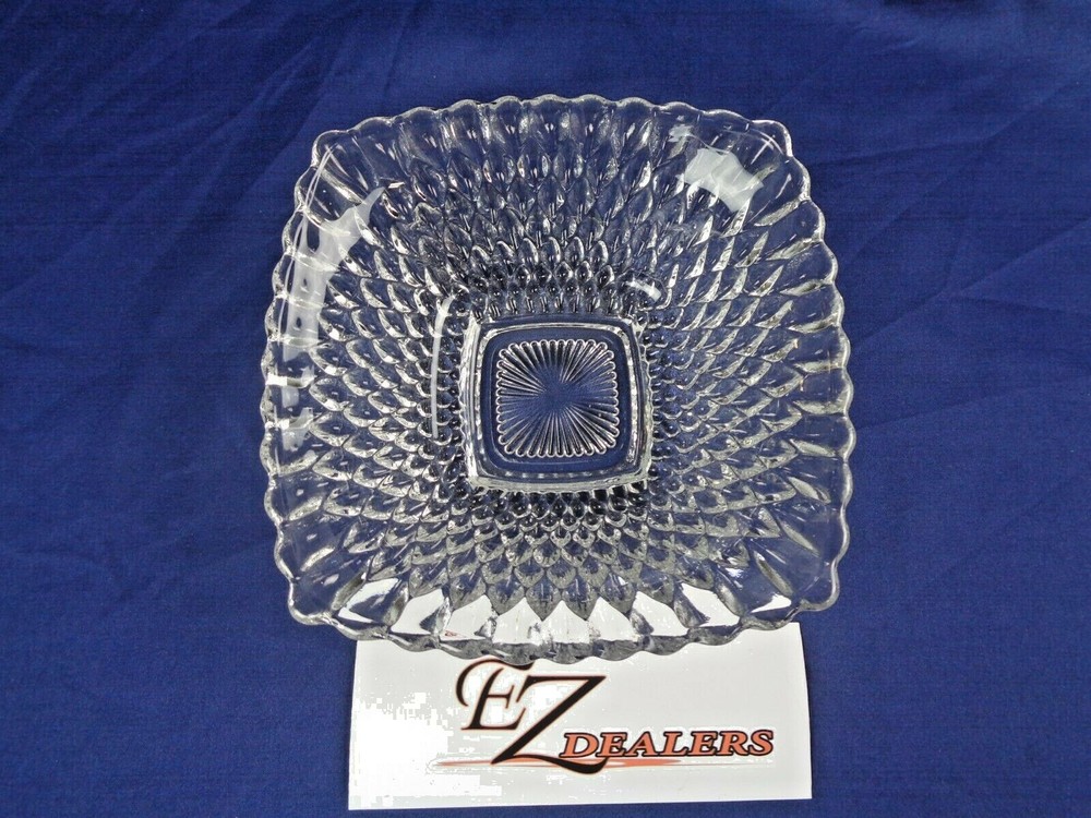 Vintage Square Clear Cut Glass- Candy Dish