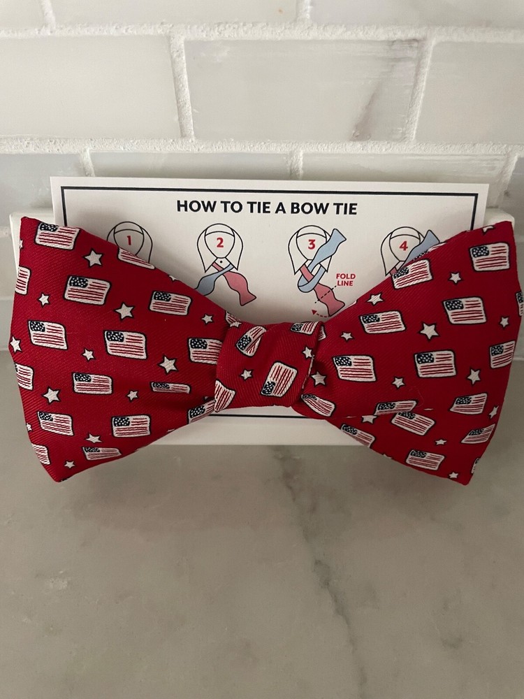 NWT Vineyard Vines Flags & Stars Red Adjustable Bow Tie One Size