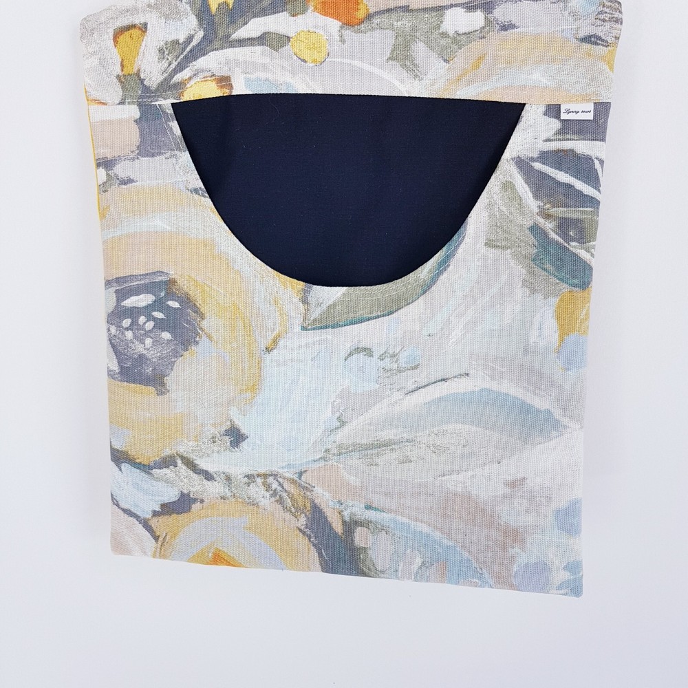Peg Bag Handmade Beige Light Blue Abstract Lined Laundry Clothes Peg Holder
