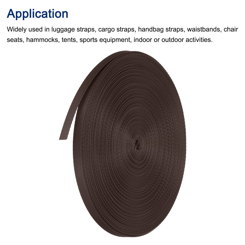 Nylon Webbing Strap Flat 3/8" 50 Yards Coffee for DIY Backpack Luggage-rack