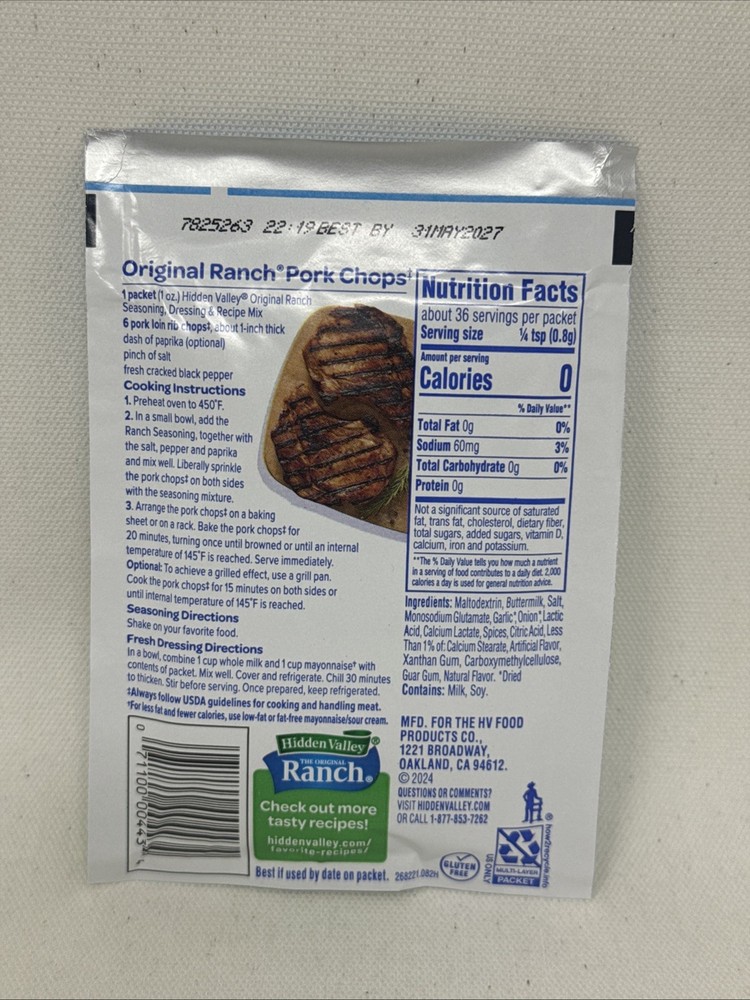 Hidden Valley Ranch Original Salad Dressing Mix 6 Packets - 1oz Packets