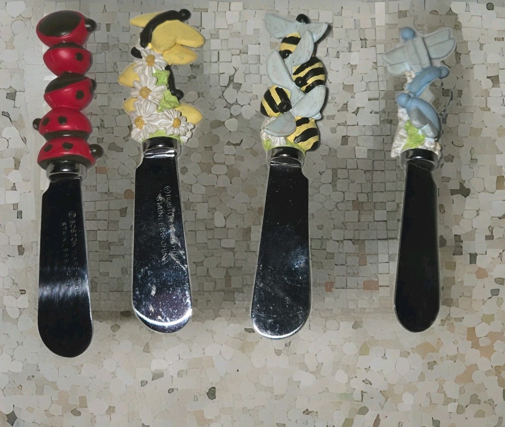 Vintage Boston Warehouse Bug & Bee Spreaders, Set of 4, Home Entertaining Party