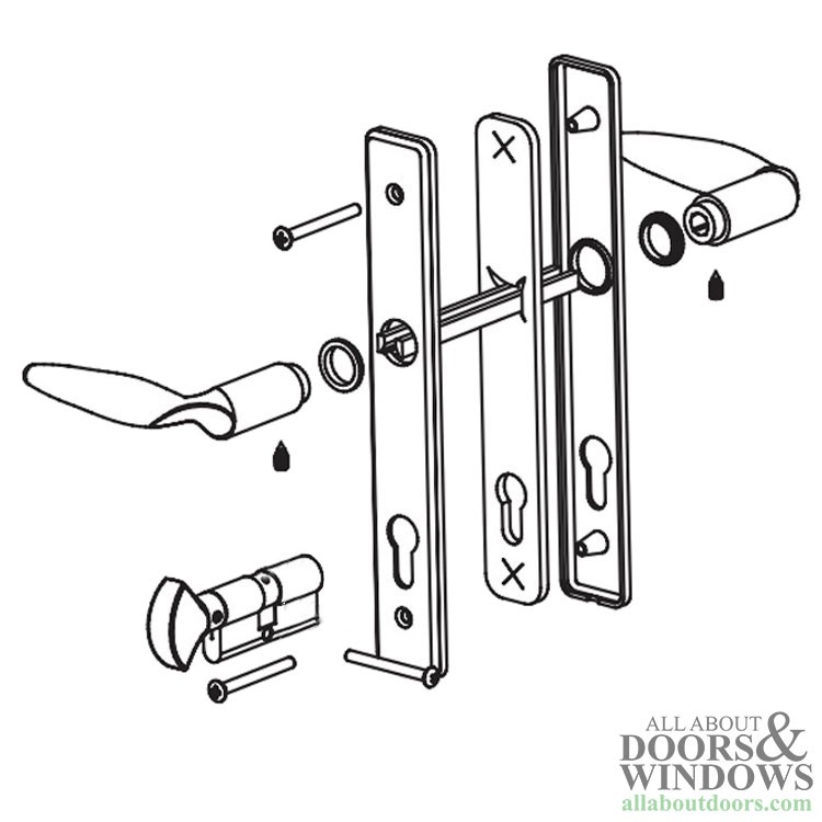 Hoppe Square Modern Multipoint Lock Handle Set Keyed Active Euro Profile
