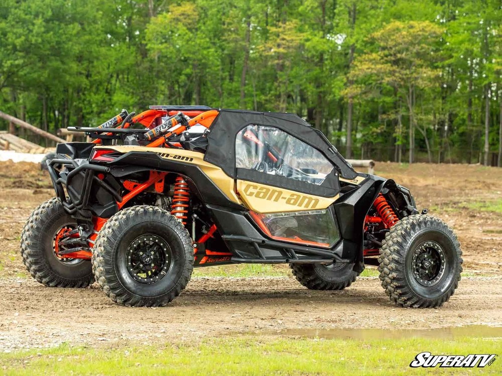 SuperATV Maverick X3 Soft Cab Enclosures Upper Doors - Rear Windshield - Light