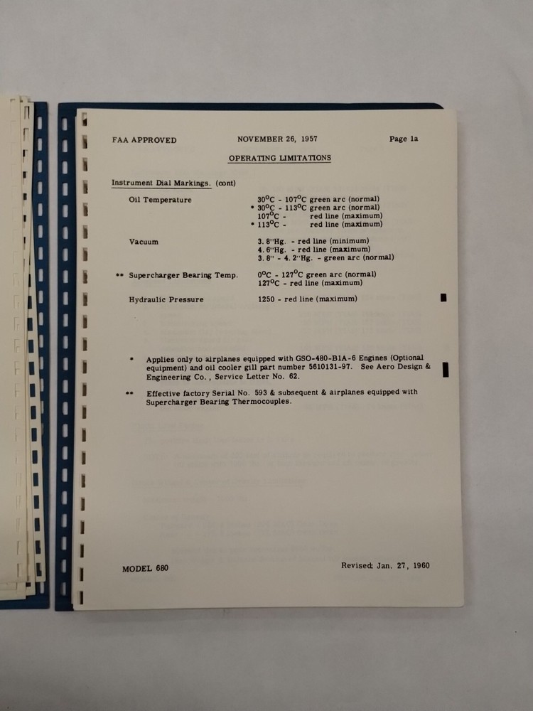 Aero Commander Model 680 Flight Manual-Original