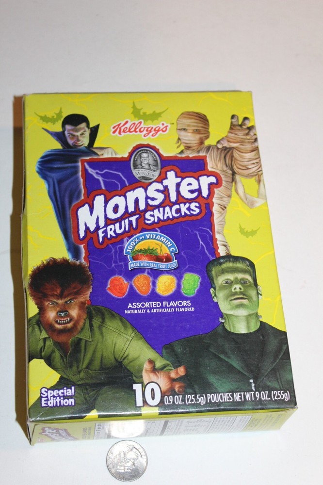 SEALED 2004 Kelloggs Monster Fruit Snacks Frankenstein Dracula Wolfman NOS Candy