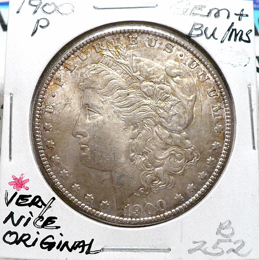 1900-P MORGAN SILVER DOLLAR GEM BU/MS, NICE+, ORIGINAL BETTER DATE, SHARP X B252