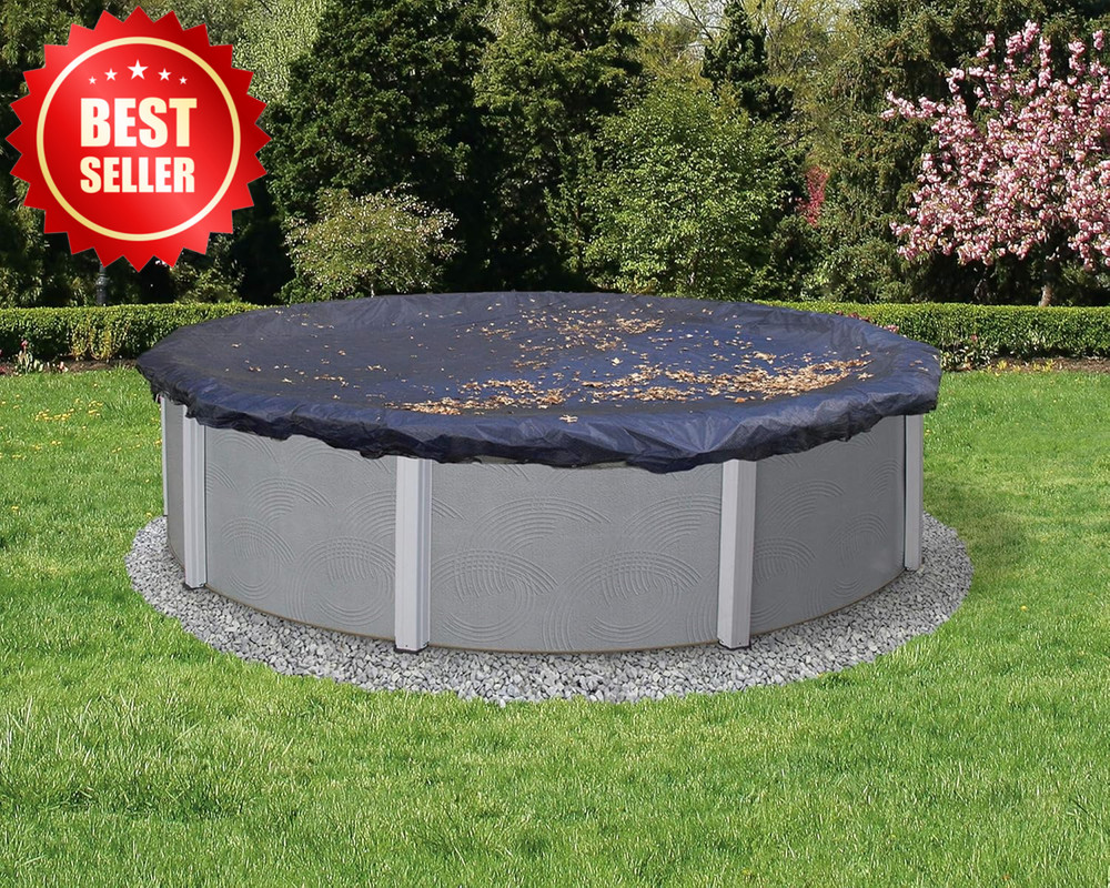 24 Ft Round Above Ground Pool Leaf Net Cover w/ Winch & Cable Black US