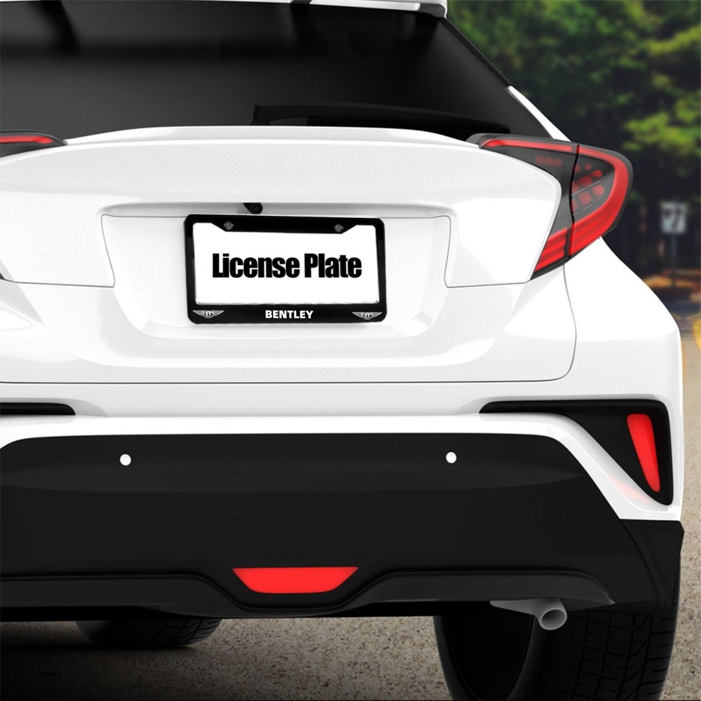 Bentley 2 Pack Aluminum Waterproof License Plate Frame Black