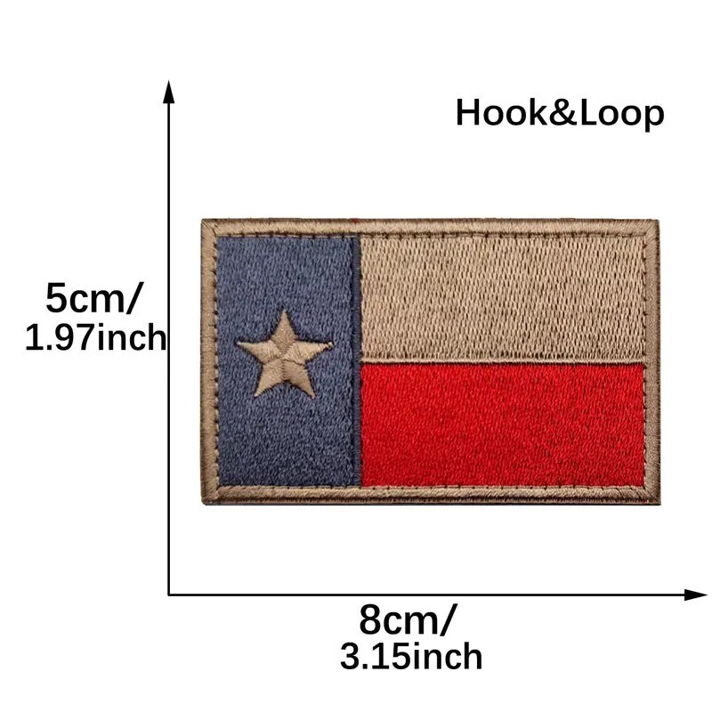 1pc Texas State Flag Patch Embroidered Applique, Fastener Hook & Loop Emblem Bad