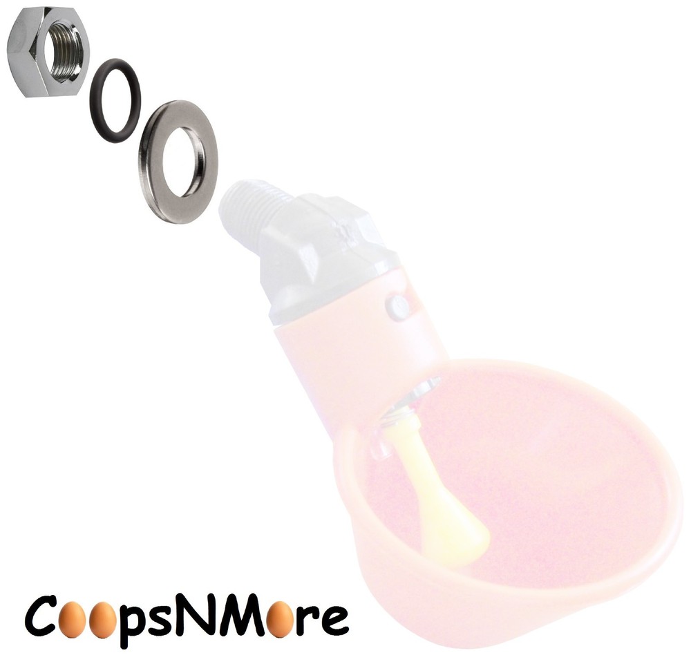 (5) AUTOMATIC WATERER DRINKER CUP NUT O-RING & WASHER KIT CHICKEN COOP POULTRY