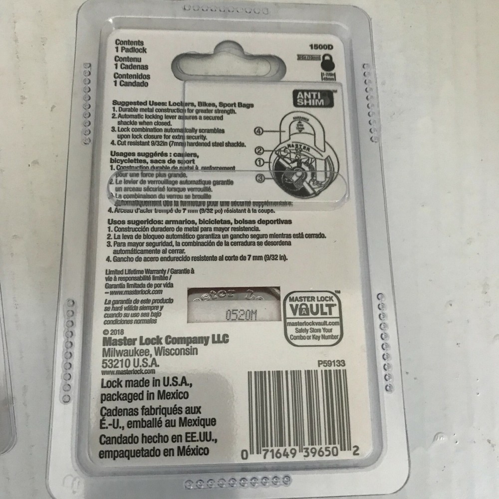 Master Lock 1500D 2 Pack 1 7/8" Combination Dial Padlock