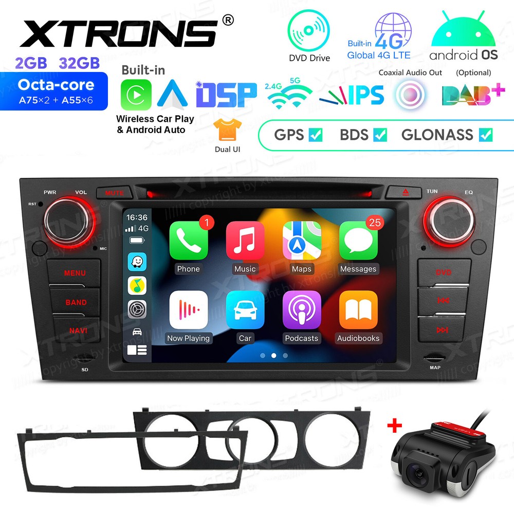 DVR+7" Android 13 8-Core Car Radio DVD Stereo GPS DSP For BMW E90 E91 E92 E93 M3