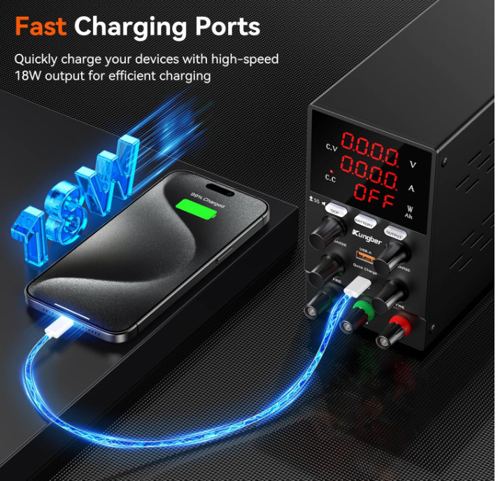 DC Power Supply Variable, 30V 10A Adjustable Switching Regulated DC Bench Pow...