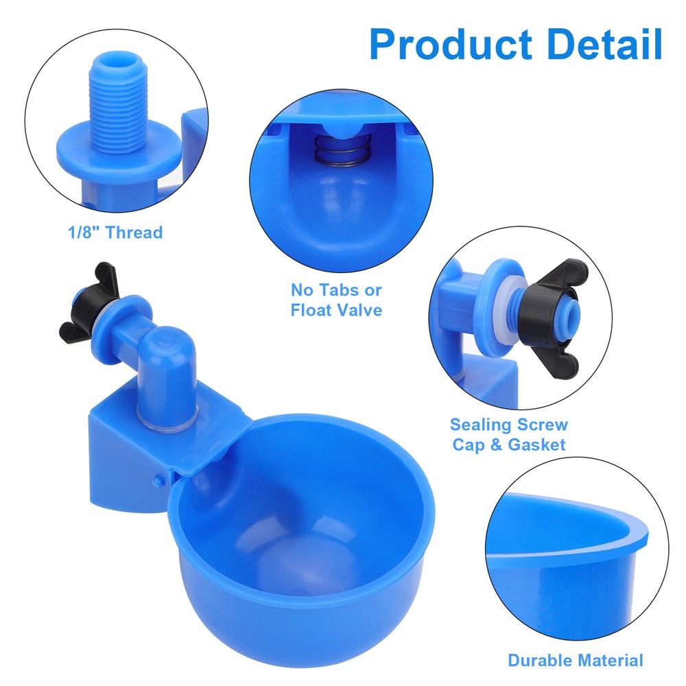 10Pcs Automatic Water Cups Chicken Ducks Quail Drinking Poultry Drinker Waterer