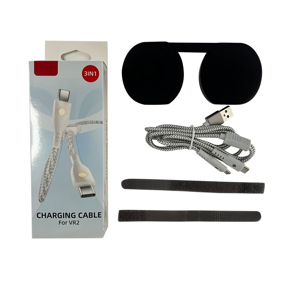 1 IN 2 Out Handle Charging Cable Silicone Glasse Protective Cap Kit For PS5 VR2