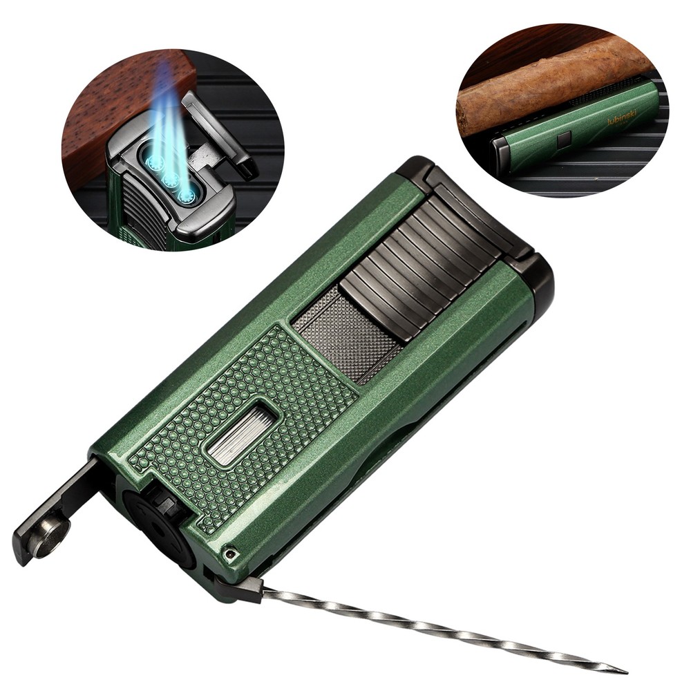 Adjustable Metal Windproof Jet Flame Refillable Butane Torch Cigar Lighter Punch