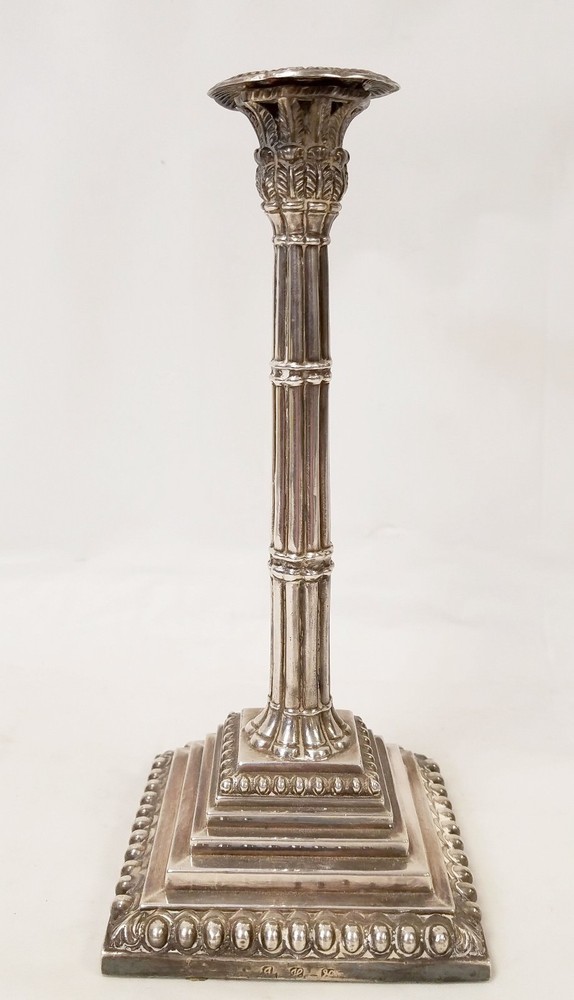 Antique Hallmarked Sterling Silver Neo-Classical Column Candlestick