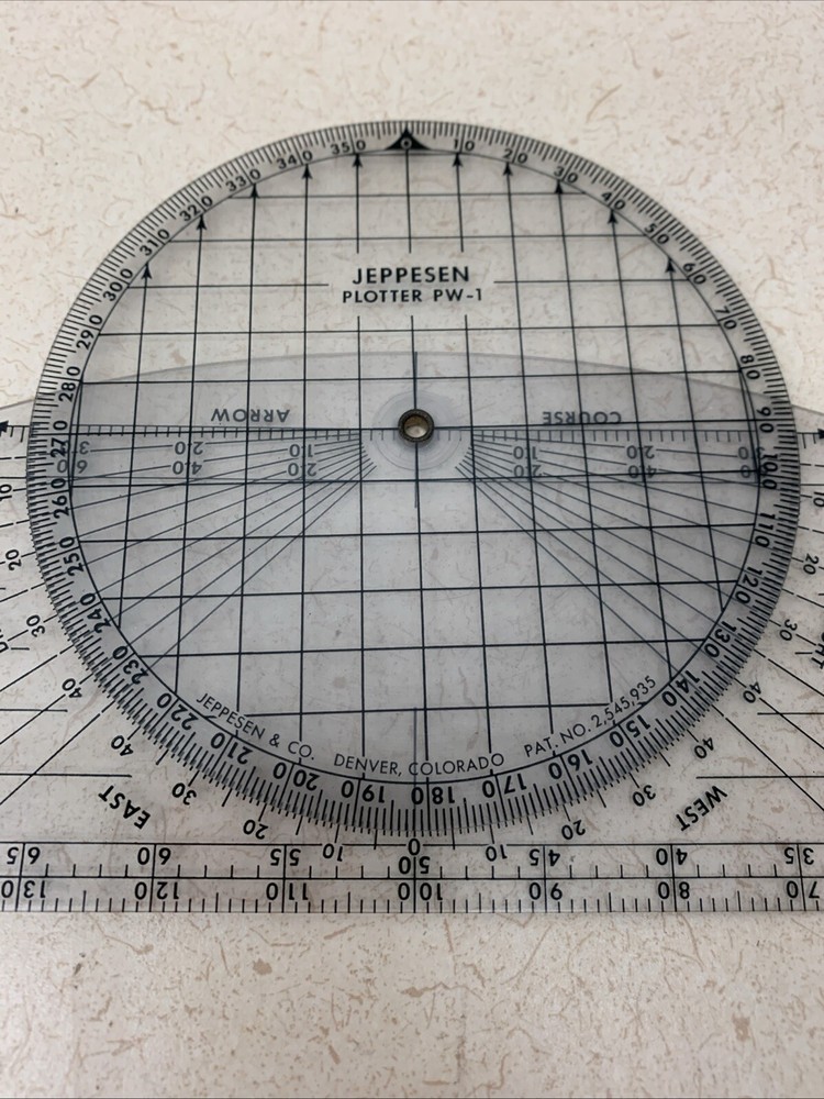 DRAFTING Jeppesen PW-1 Rotating Plotter & 2 Aircraft Plotter Mark 2 Permochart