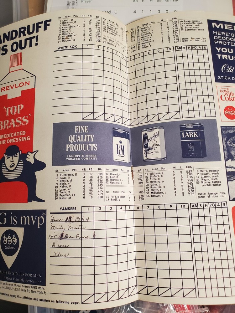 Yankee Rare Program Mickey Mantle Homer Yankees