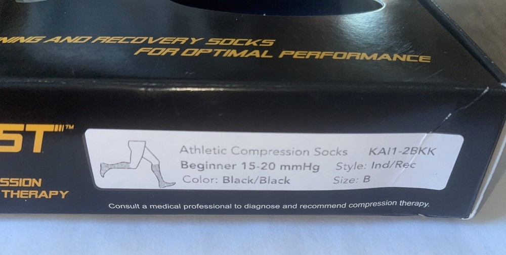 BOOST Athletic Compression Socks Beginner 15-20 Black SIZE B New