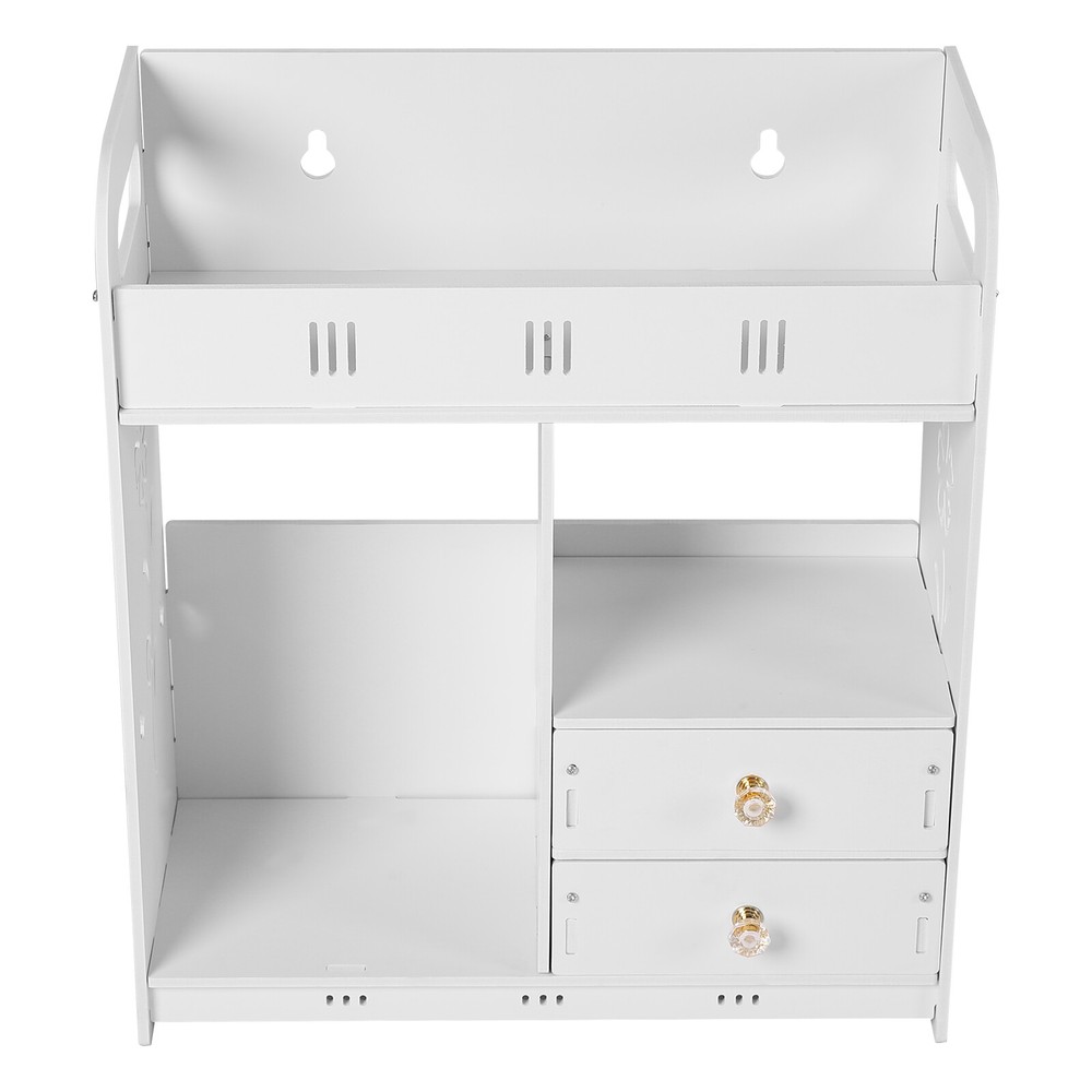 Wall Mounted Bathroom Cabinet Storage 2 Drawers Cupboard Organizer White