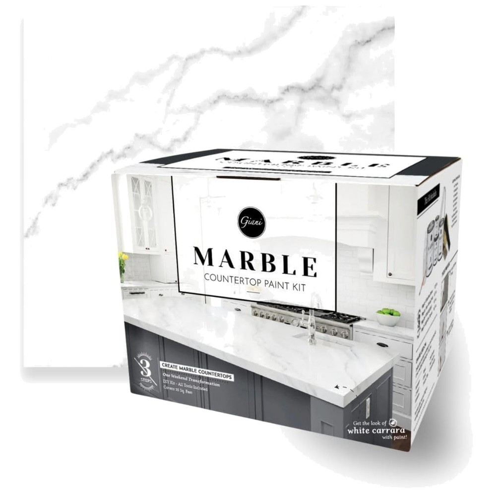 Carrara White Epoxy Countertop Paint Kit - Easy 3-Step Application, 35 Sq Ft