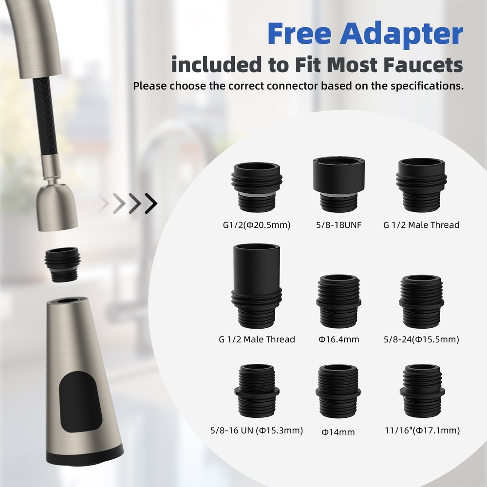 Kitchen Faucet Head Replacement Pull Down Kitchen Spray Head LED Temp Display US