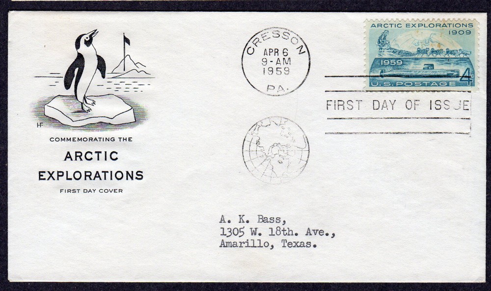 1959 Arctic Explorarion (Scott 1128) - Farnam FDC TA857
