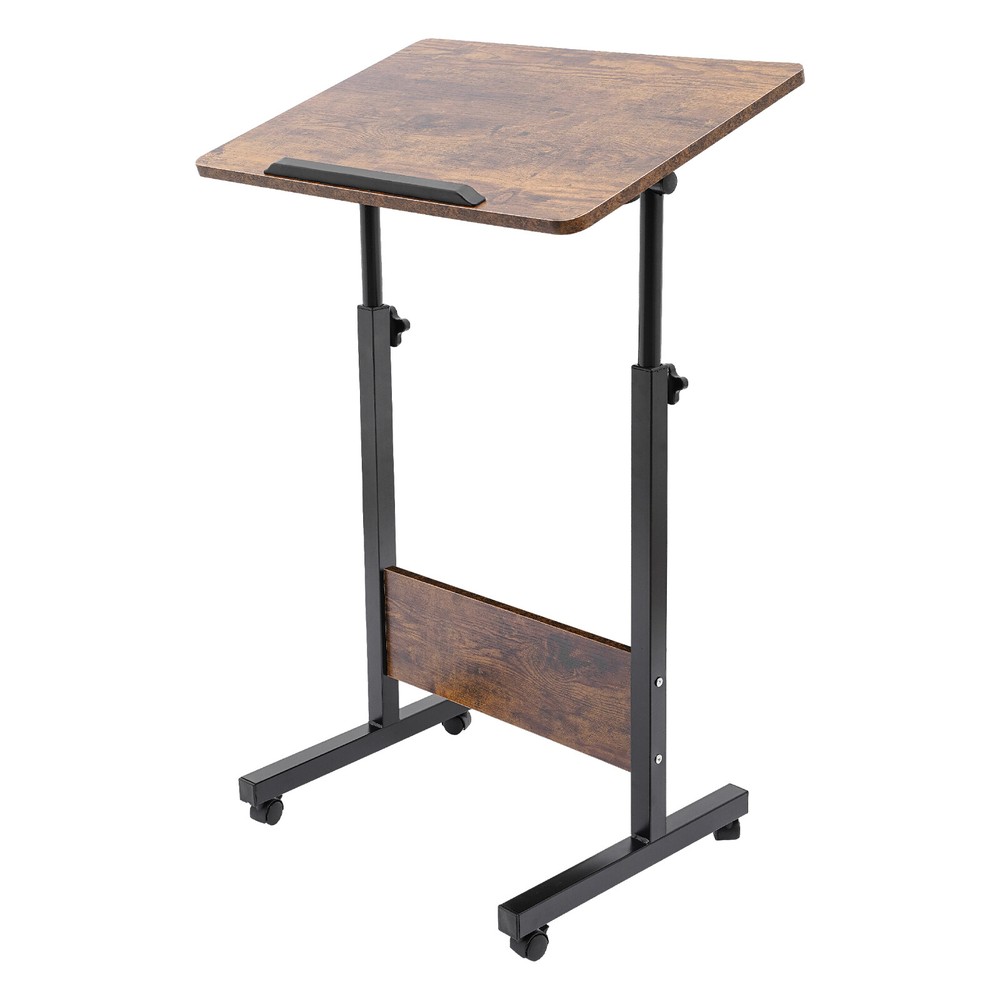 Adjustable Height Rolling Desk with 360° Wheels – Portable Computer Stand