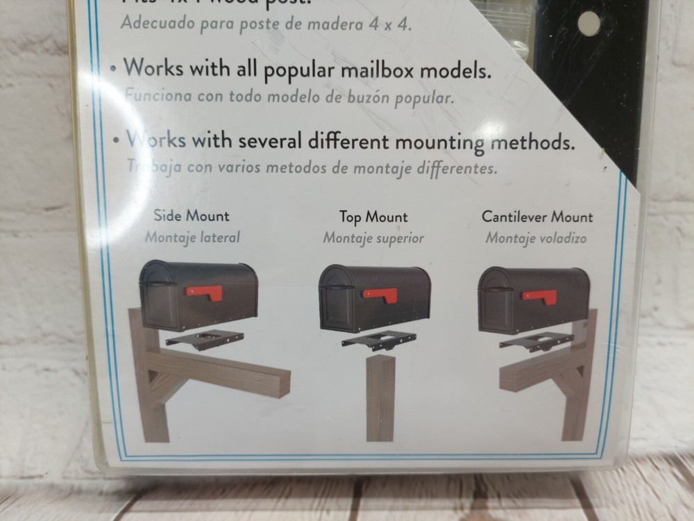 Steel Mailbox Black 4" x 4" Post Adapter 3 Mounting Options