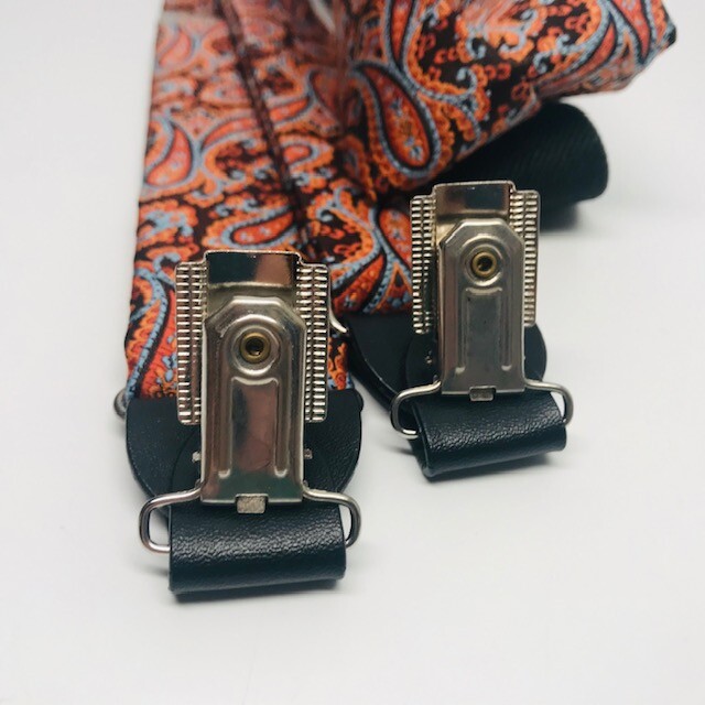 Brown Orange Blue Paisley E Point Suspenders Y-Back