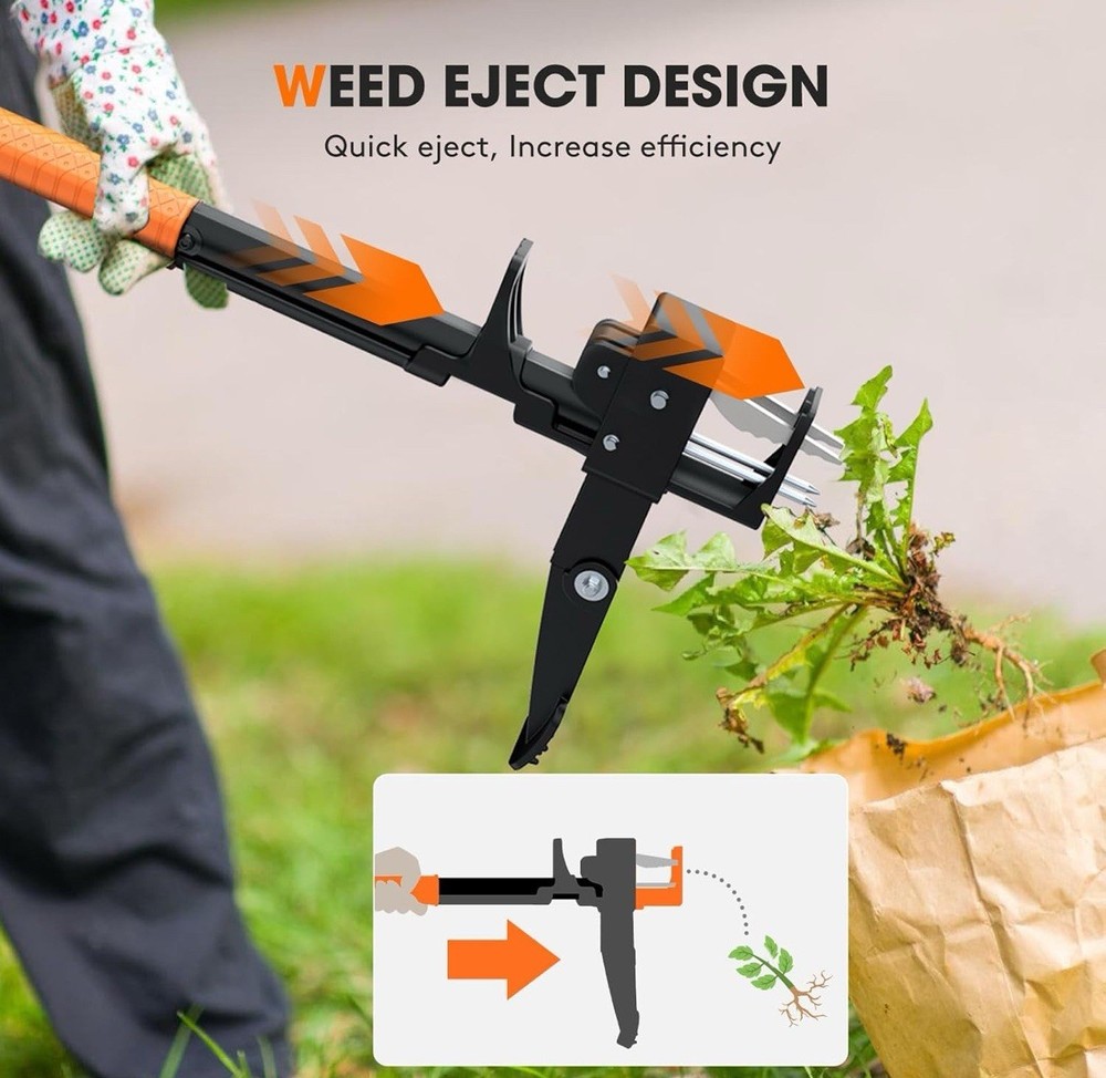 4-Claw Weed Puller Tool, 42" Stand Up Gardening Hand Weeding Tool, Upgraded I...