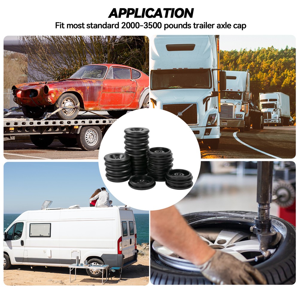 20Pcs Rubber Grease Plugs Hub Dust Caps for Trailer Axle Wheel Hub Bearings NEW