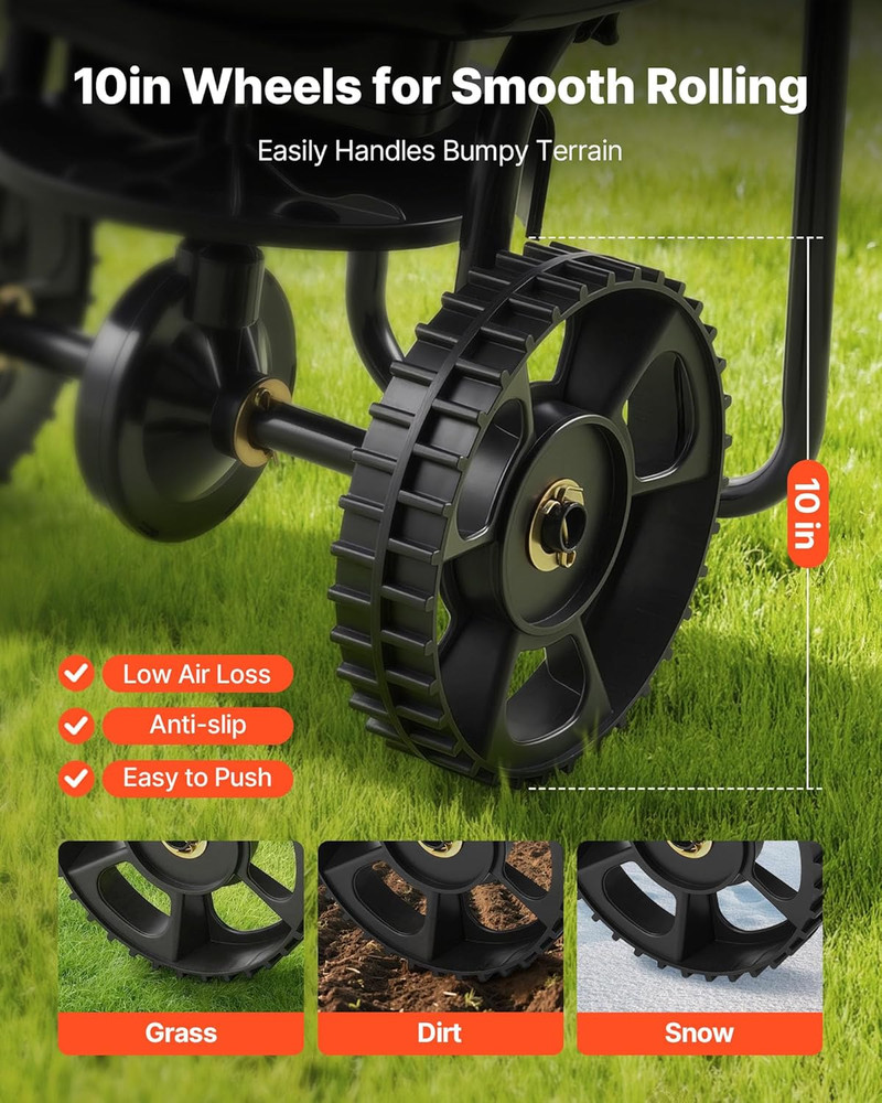 Broadcast Spreader, 9.8Ft Spreading Width, Push Broadcast Spreader with 10" All-