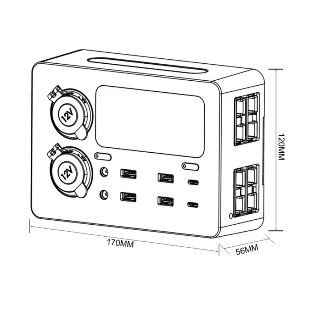 12V Mini Car Power Socket Control Distribution Box USB C PD 100W Fast Charging